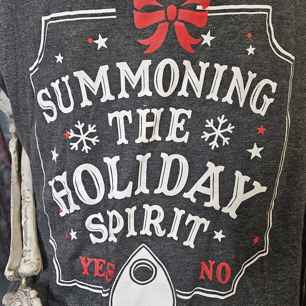 Gray Ouija Holiday Spirit Ladies T-Shirt - Picture 2 of 3